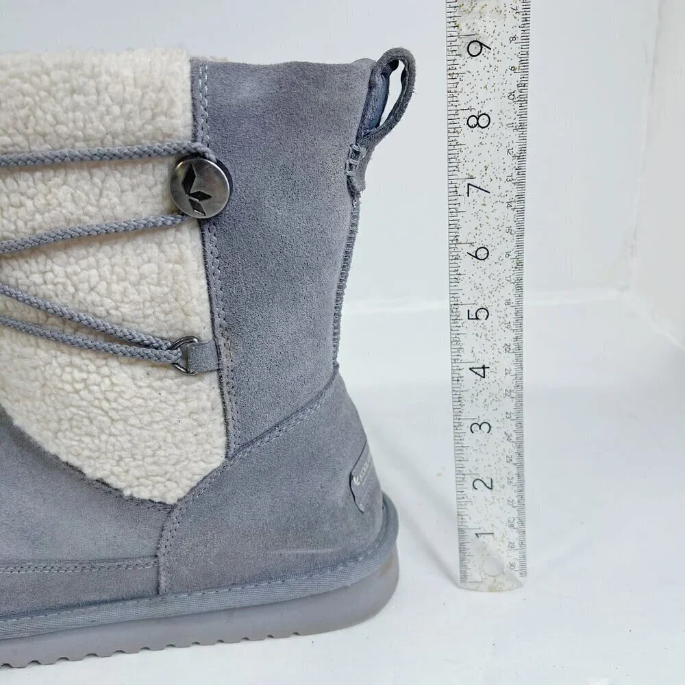 Koolaburra by UGG Michon Short For Women Grey Fuzzy Sheepskin Boots Size 10